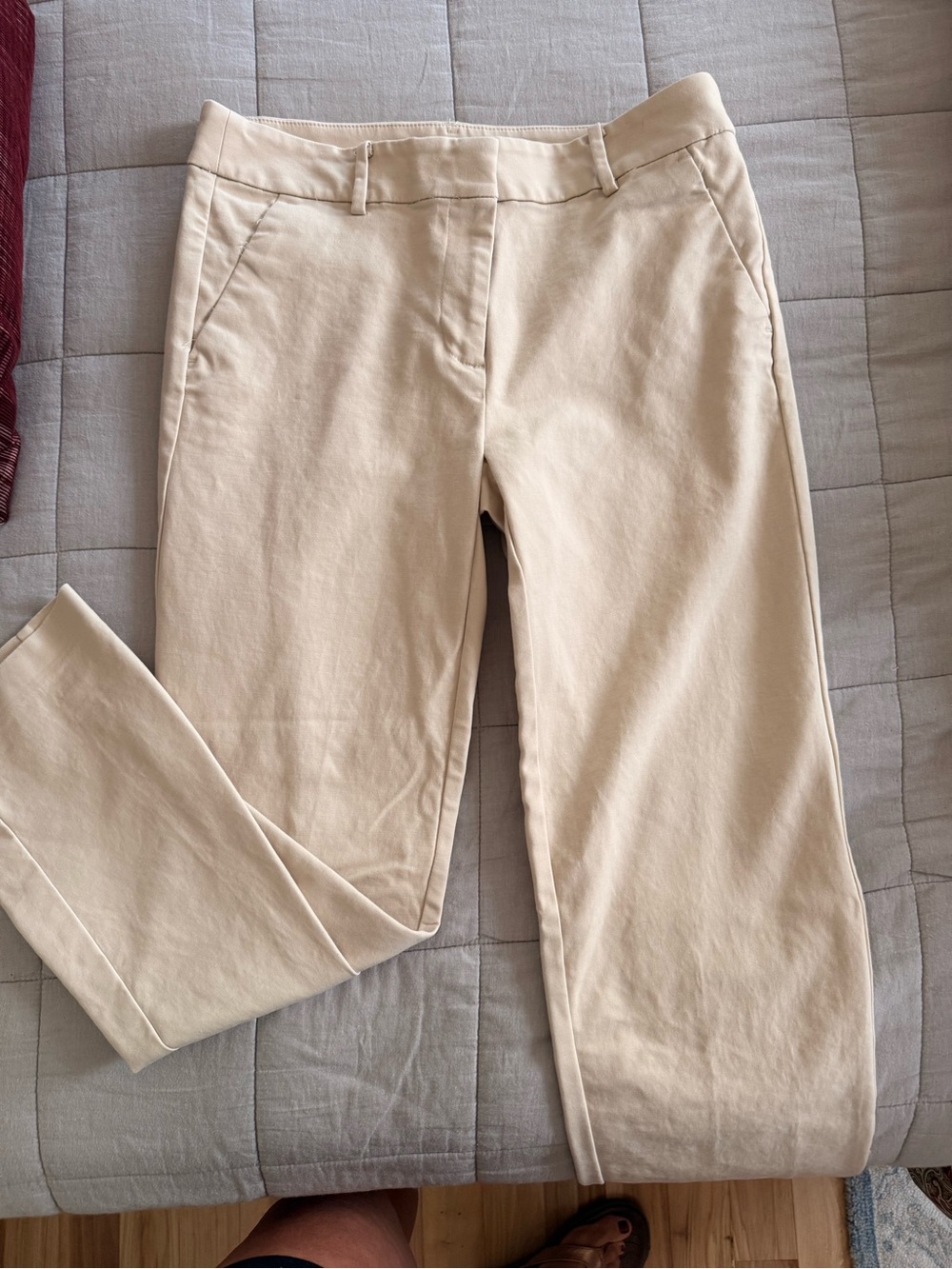 LOFT Beige Riviera Slim Trouser - ankle length